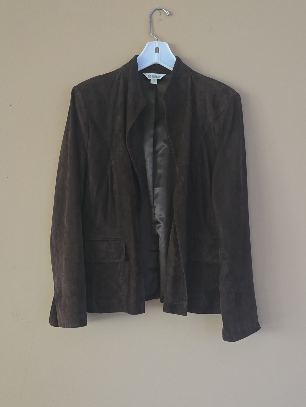 Suede Open-Front Jacket - Brown